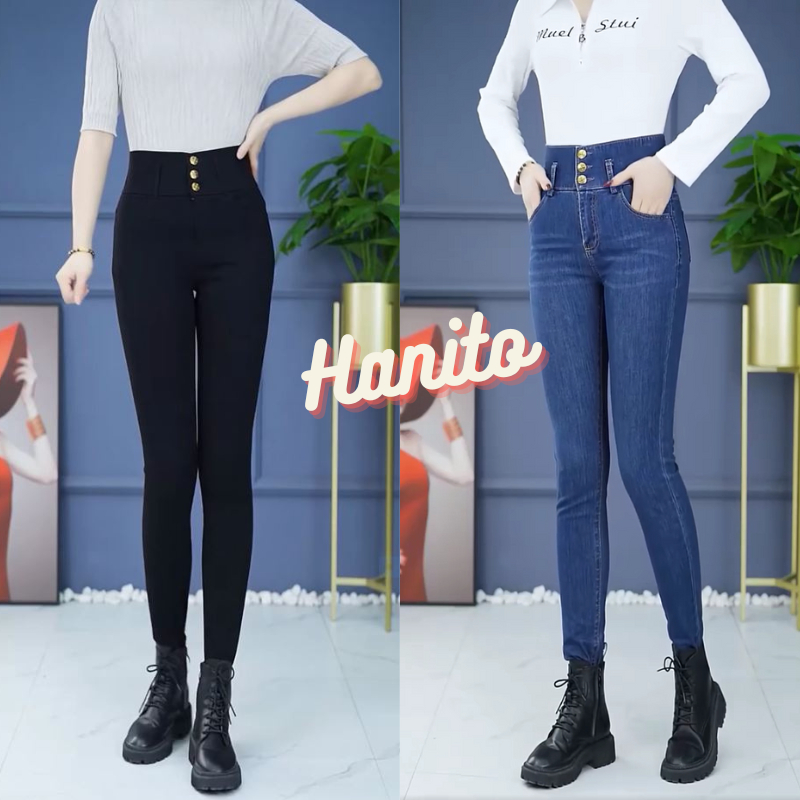 Quần Jean Skinny Nữ Dáng Ôm Lưng Siêu Cao Trơn Basic 3 khuy