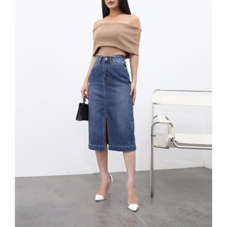 Chân Váy Jean Dài midi dáng A Dài xẻ trước CT JEANS