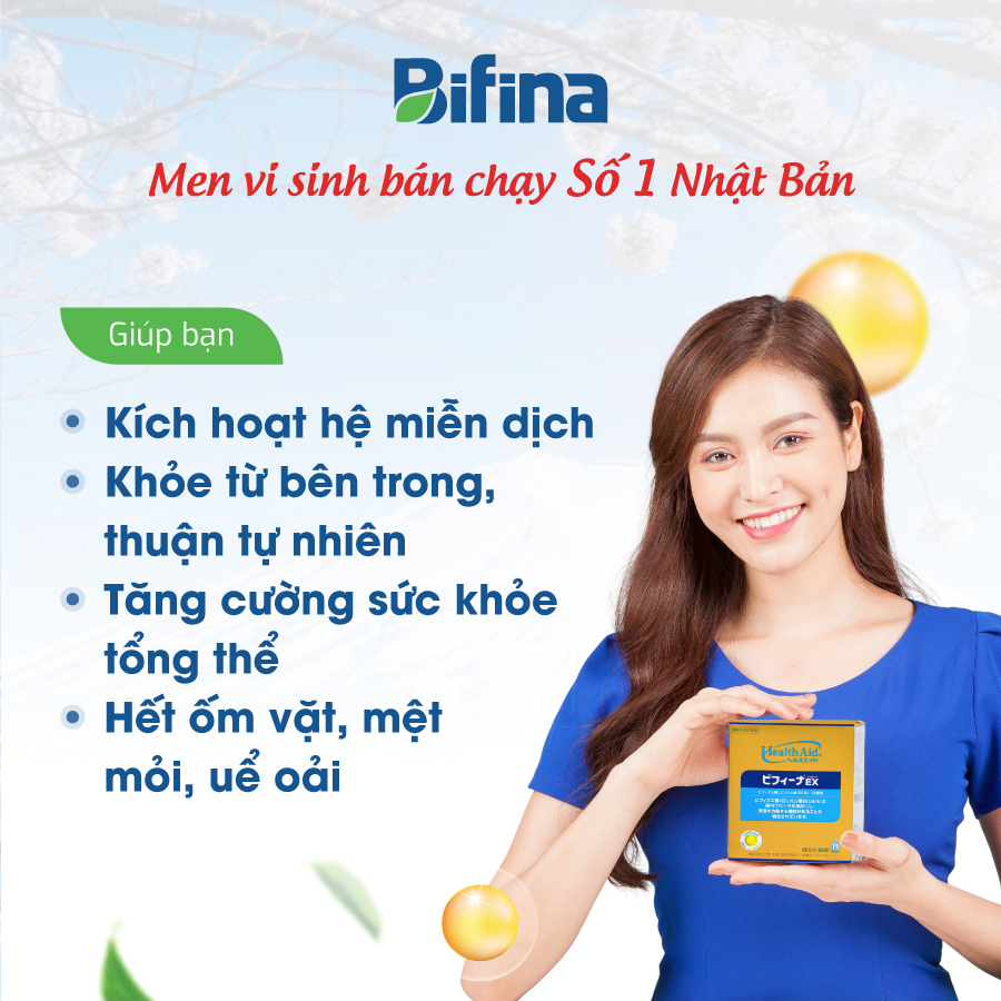 Men vi sinh Bifina Nhật Bản - Tăng Sức Đề Kháng, Hệ Miễn Dịch, Loại EX, Hộp 30 và 60 gói