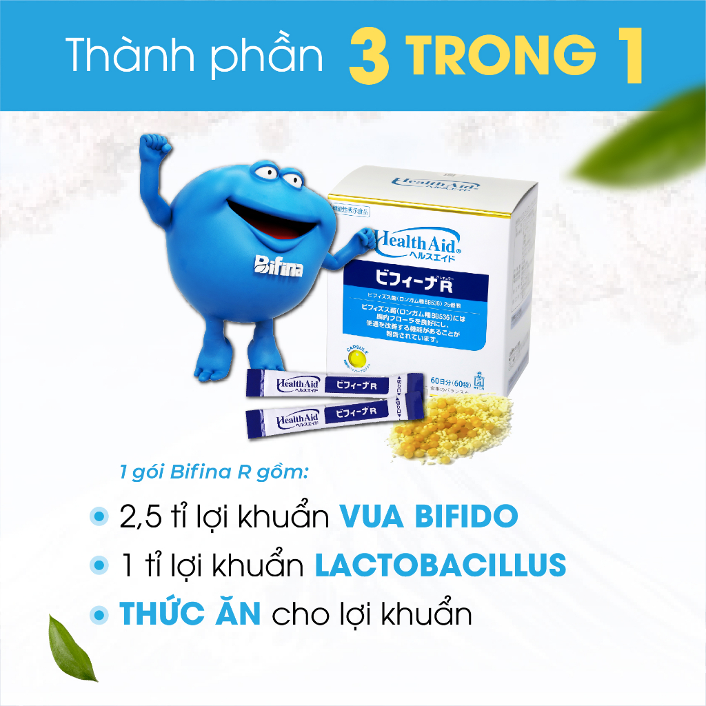 Men vi sinh Bifina Nhật Bản - Loại EX 30 và R 20 gói - Thoát ngay đau bụng, sôi bụng