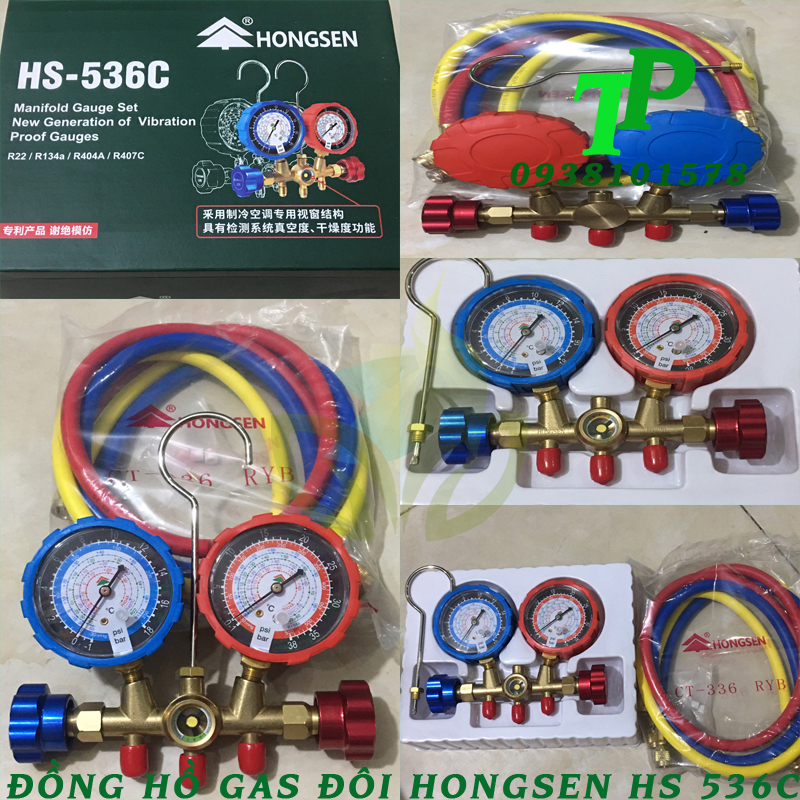 Đồng Hồ Sạc Gas Đôi HongSen HS-536C Hàng Tốt (Kèm Bộ Dây)