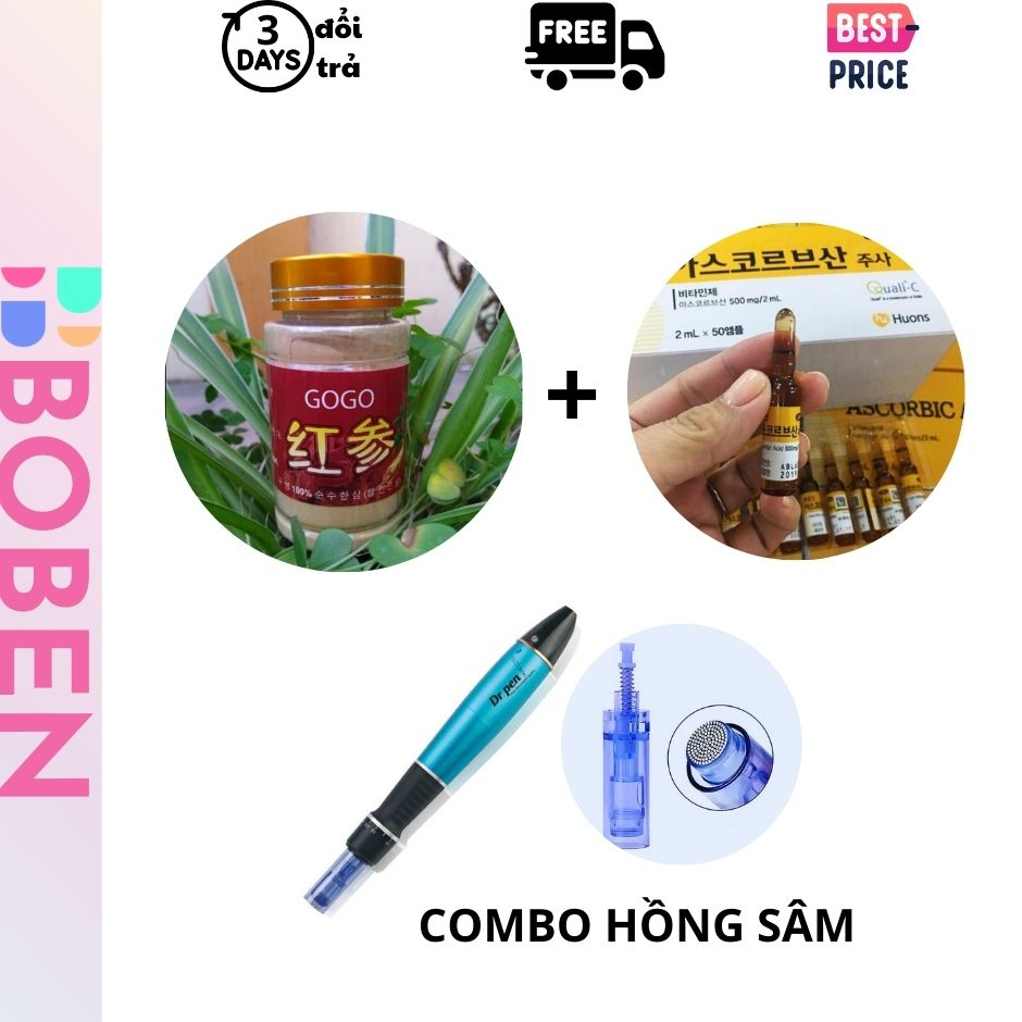 Combo cấy hồng sâm gô kết hợp vitamin C huons Hàn Quốc chống lão hoá mờ thâm đều màu da