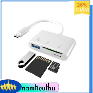 Đầu đọc thẻ micro sd 3 trong 1 loại c sang usb sd đĩa sd/tfu - type-c card reader usb 3.0