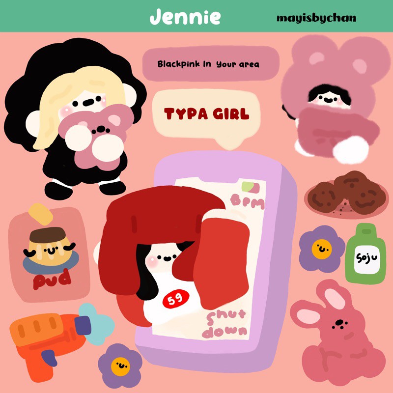 hình dán jennie - mayisbychan stickers