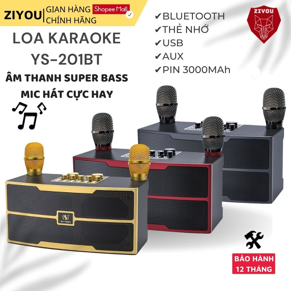Loa Hát Karaoke 2 Micro Không Dây Ziyou YS-201BT Bản Nâng Cấp 2023 Công Suất Lớn Âm Thanh Cực Hay
