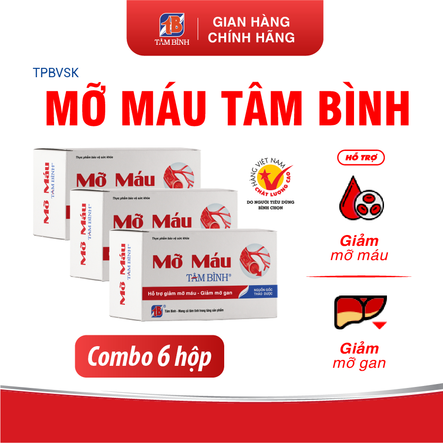 [Ưu Đãi] combo 6 hộp Mỡ Máu Tâm Bình - Hỗ trợ giảm mỡ máu, giảm cholesterol, gan nhiễm mỡ