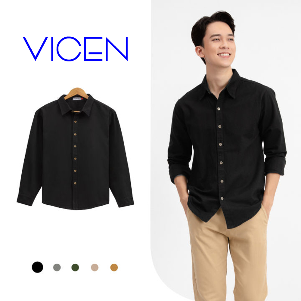 Áo Sơ Mi Nam Dài Tay VICENZO Cao Cấp Vải Đũi Xốp Cotton Hàn Mỏng Vừa Mềm Thoáng Mát, Sơ Mi Nam Dài Tay Cổ Đứng | BigBuy360 - bigbuy360.vn