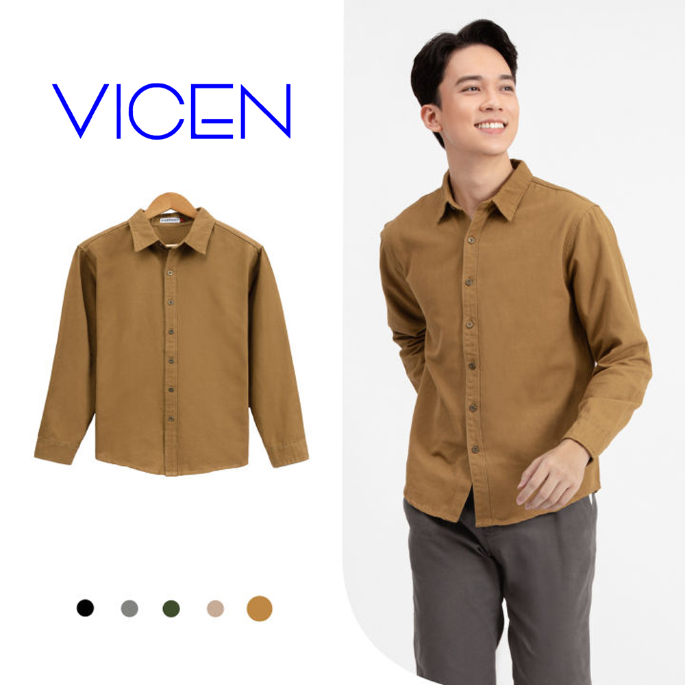 Áo Sơ Mi Nam Dài Tay VICENZO Cao Cấp Vải Đũi Xốp Cotton Hàn Mỏng Vừa Mềm Thoáng Mát, Sơ Mi Nam Dài Tay Cổ Đứng | BigBuy360 - bigbuy360.vn