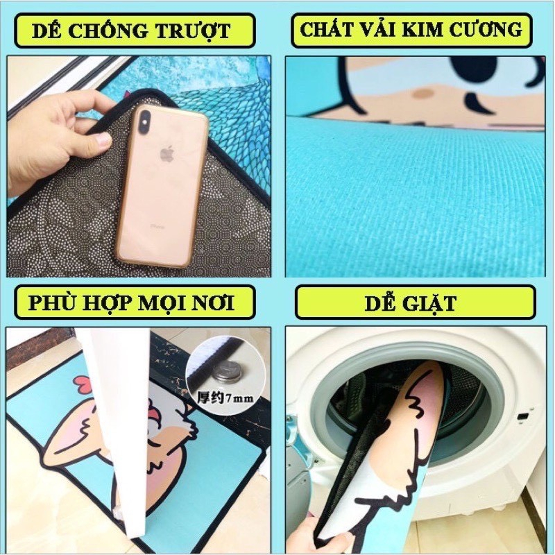 Thảm lau chân 3d size 40x60 siêu thấm hút nước chống trượt 88371 Siêu Rẻ 88