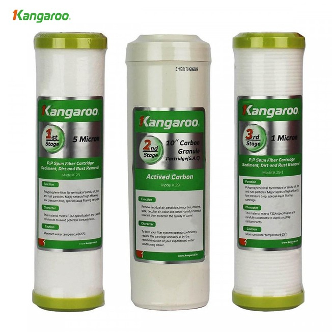 Bộ 3 lõi lọc nước Kangaroo số 1-2-3 hàng chính Hãng Kangaru