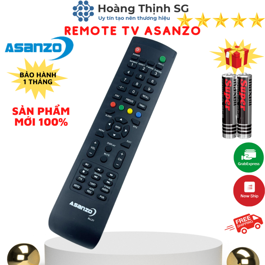 Remote điều khiển tivi Asanzo XLL21, điều khiển TV Asanzo XLL21 - Tặng kèm pin