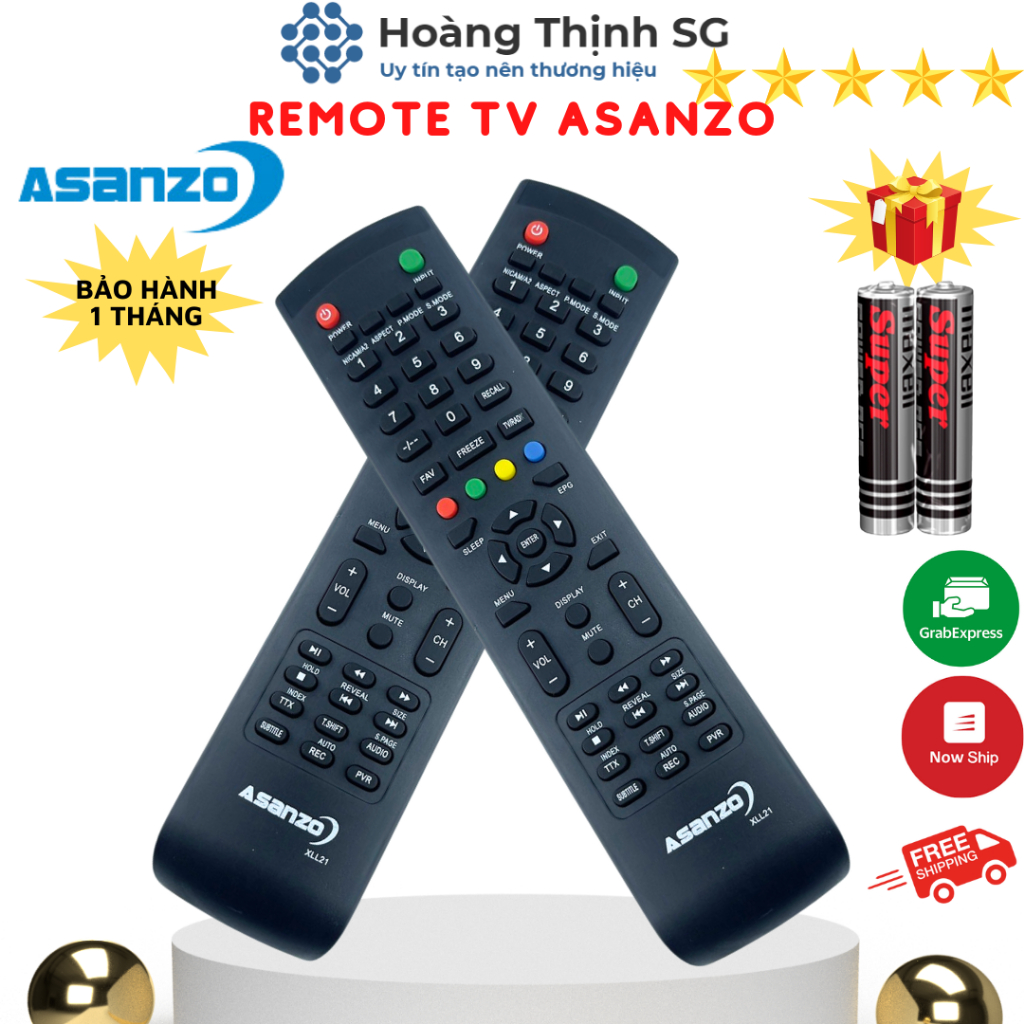 Remote điều khiển tivi Asanzo XLL21, điều khiển TV Asanzo XLL21 - Tặng kèm pin