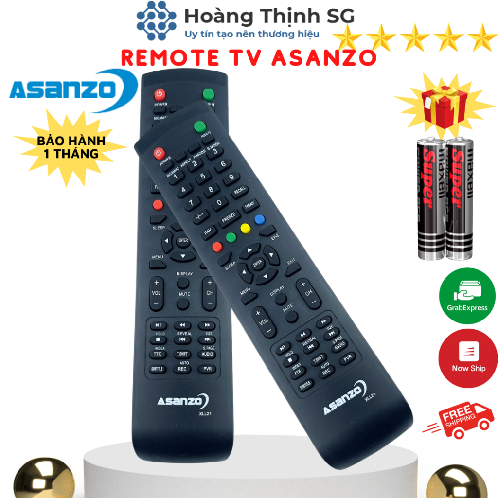 Remote điều khiển tivi Asanzo XLL21, điều khiển TV Asanzo XLL21 - Tặng kèm pin