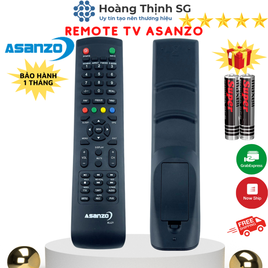 Remote điều khiển tivi Asanzo XLL21, điều khiển TV Asanzo XLL21 - Tặng kèm pin