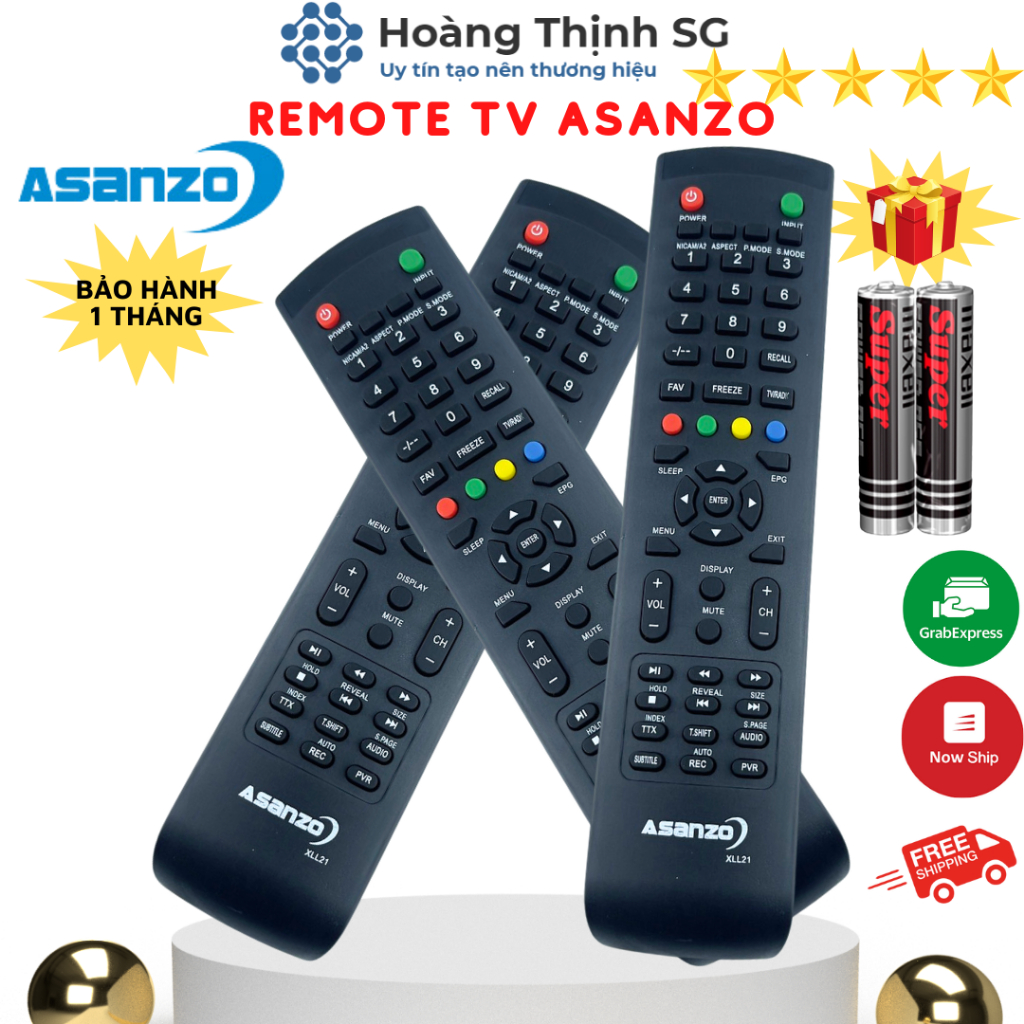 Remote điều khiển tivi Asanzo XLL21, điều khiển TV Asanzo XLL21 - Tặng kèm pin