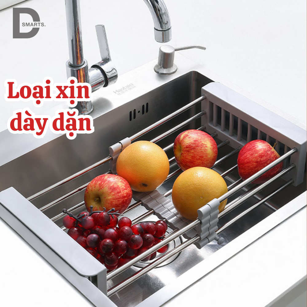 Kệ inox 304 gác bồn rửa chén bát đa năng, rổ gác bồn rửa chén đa năng có thể gấp gọn.