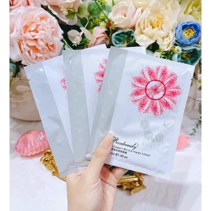 Mặt Nạ Trắng Da collagen Yến Tươi Rose beauty dưỡng trắng, chống lão hoá cho da, giảm thâm mụn, sạm nám hiệu quả