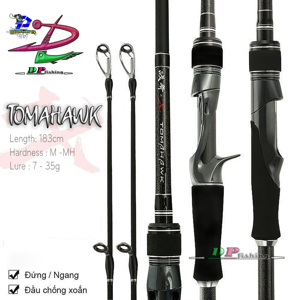 Cần câu lure 2 ngọn Tomahawk 2 ngọn MH + H Siêu Khỏe - Siểu rẻ - tiện lợi