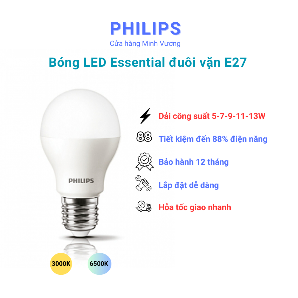 Bóng đèn LED bulb Philips Essential đuôi E27
