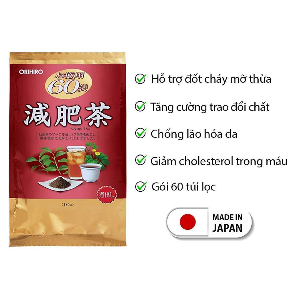 Trà ổi, diếp cá Orihiro Nhật Bản 60 gói - Tốt cho sức khỏe, duy trì vóc dáng, hỗ trợ giảm cân