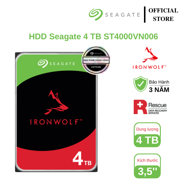 Ổ cứng HDD SEAGATE NAS IRONWOLF 3.5 4TB ST4000VN006