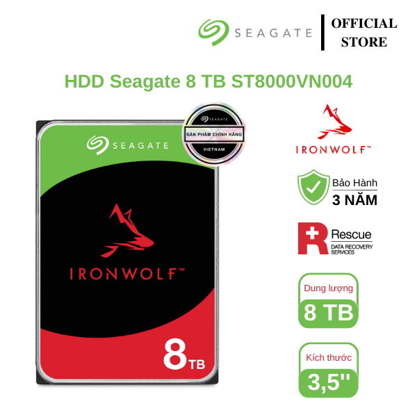 Ổ cứng HDD SEAGATE NAS IRONWOLF 3.5 8TB ST8000VN004