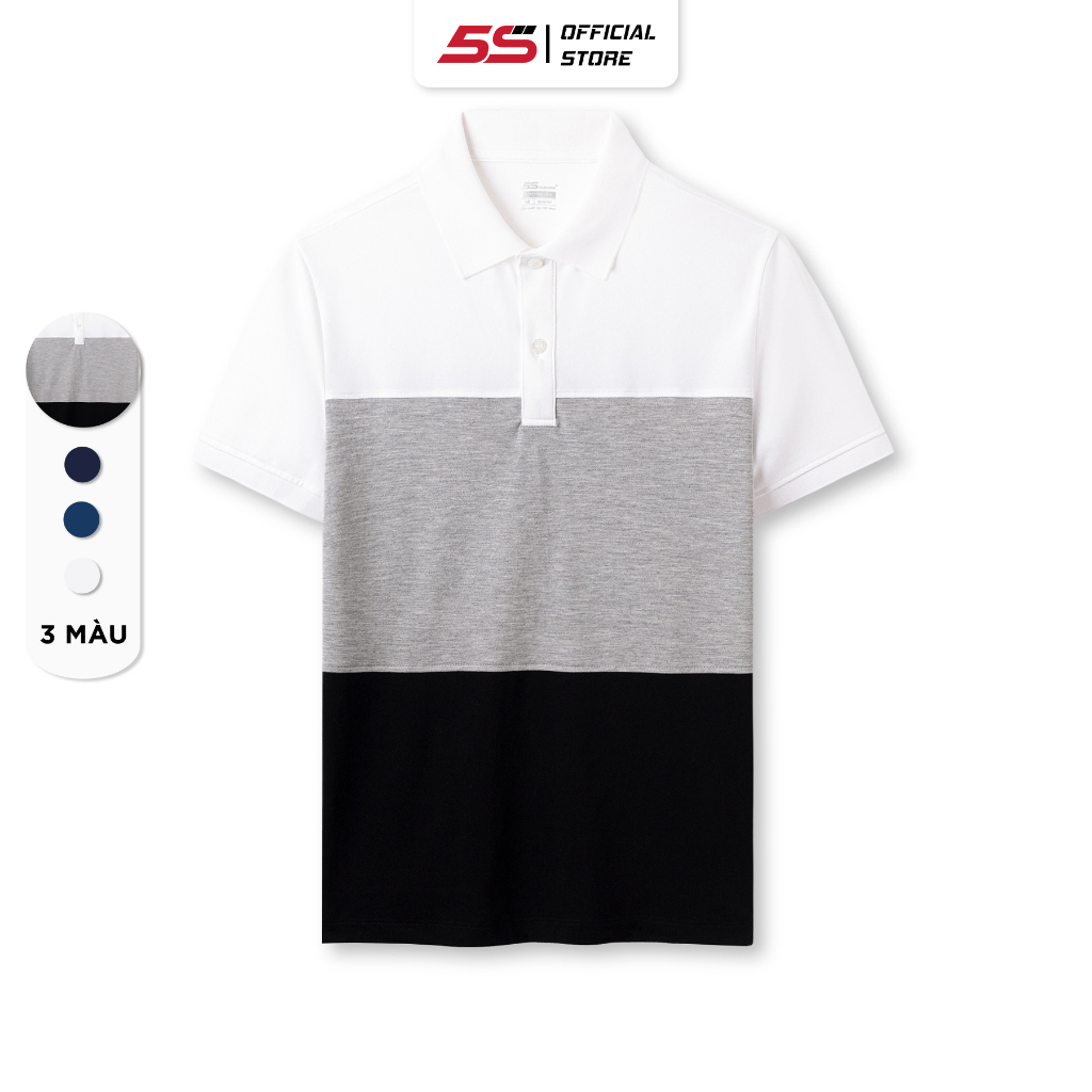 Áo Polo Nam 5S Phối Màu Kẻ Ngang, Chất Cotton, Thiết Kế Trẻ Trung, Lịch Lãm (APC23012)