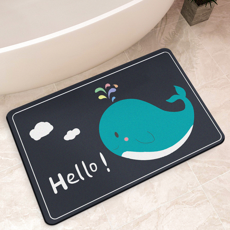 Thảm lau chân chùi chân trải sàn phòng khách phòng tắm 3d chống trượt hình thú cao cấp đế cao su hút nước giá rẻ 88371