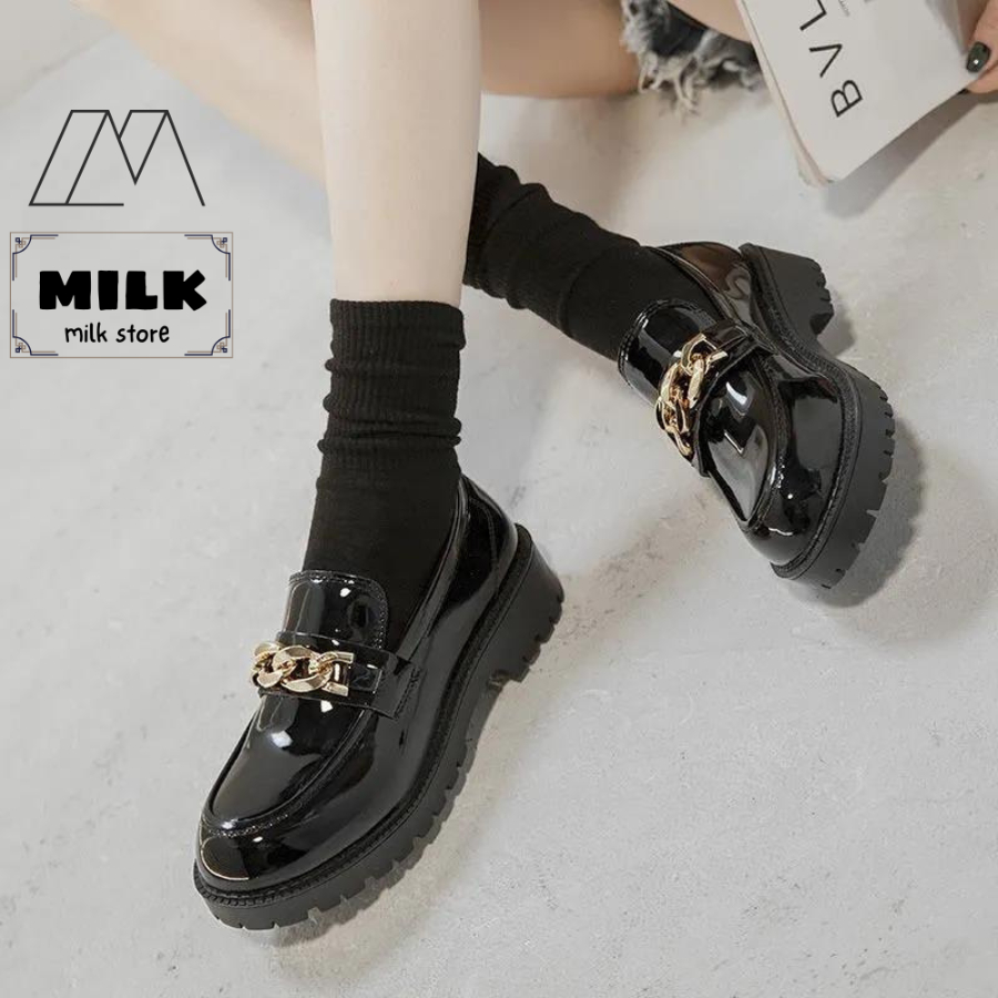 Giày Lolita da bóng đế cao 3,5 cm,phối dây xích,giày oxford trẻ trung năng động