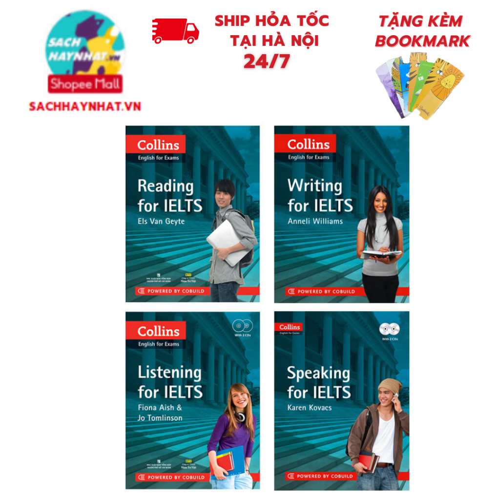 Sách - Collins English for exams : Reading ,Writing, Listening,Speaking ,Vocabulary For Ielts ( lẻ tùy chọn ) + Tặng kèm