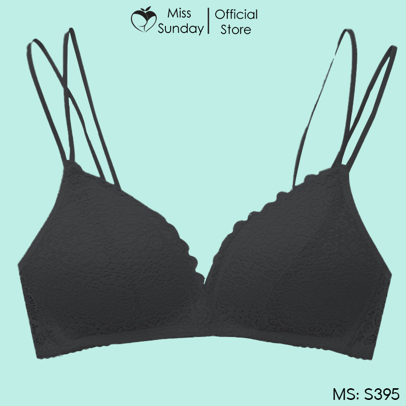 Áo ngực không gọng nữ quả chéo đệm mỏng chất ren mềm mại ôm ngực S395 MissSunday