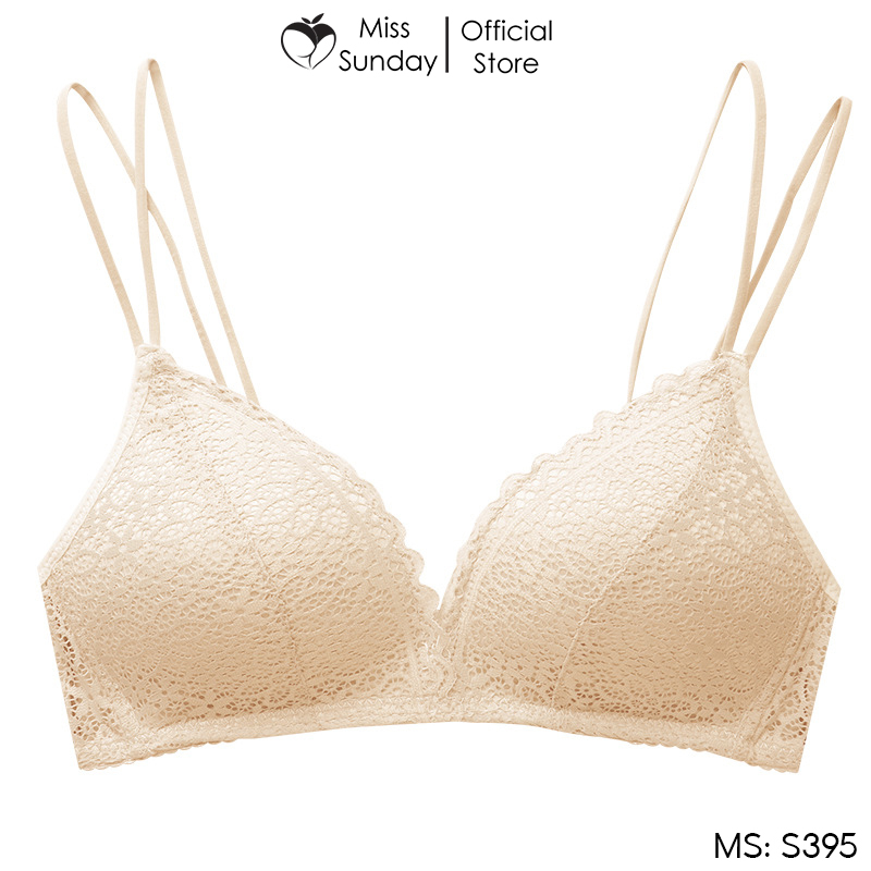 Áo ngực không gọng nữ quả chéo đệm mỏng chất ren mềm mại ôm ngực S395 MissSunday