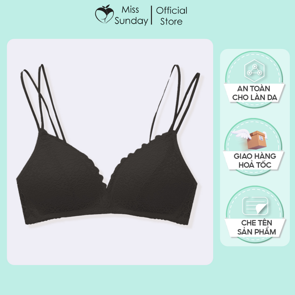 Áo ngực không gọng nữ quả chéo đệm mỏng chất ren mềm mại ôm ngực S395 MissSunday