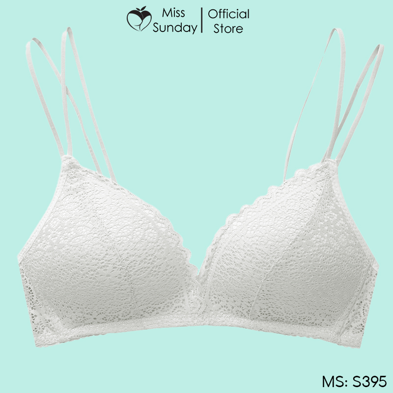 Áo ngực không gọng nữ quả chéo đệm mỏng chất ren mềm mại ôm ngực S395 MissSunday