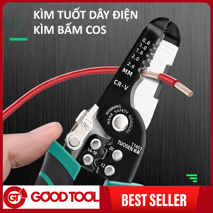 Kìm Tuốt Dây Điện, Dây Cáp, Bấm Cos Đa Năng Cao Cấp - Thao tác nhanh - Nhẹ nhàng và cực kỳ hiệu quả