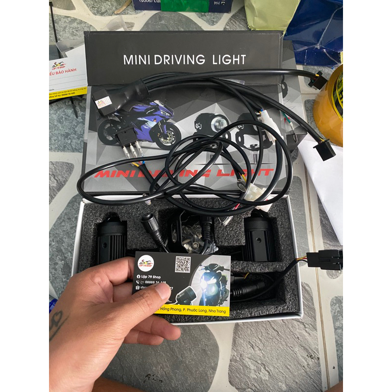 Combo Đèn Trợ Sáng Bi cầu Mini F1 kèm mạch on off đơn giản