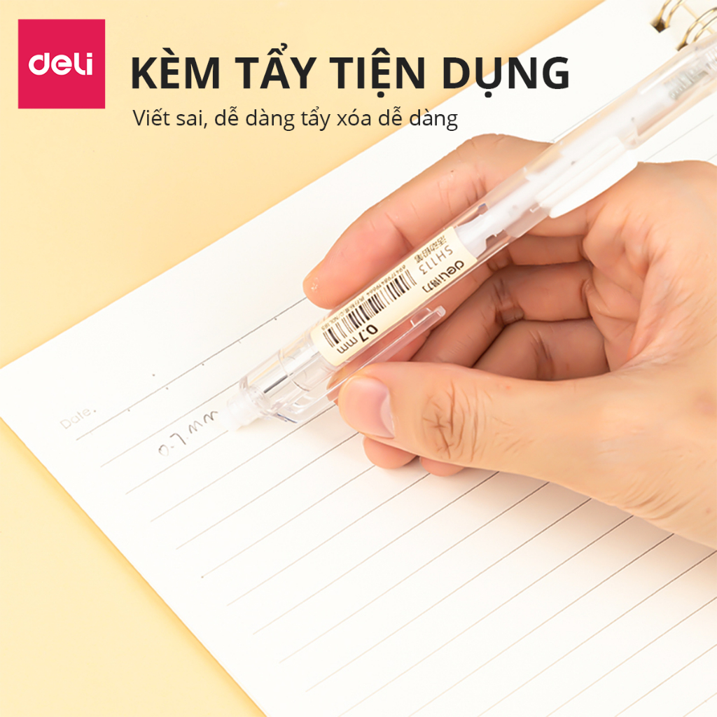 Bút chì kim bấm thân/ bấm đầu ngòi 0.5-0.7mm cao cấp kèm đầu tẩy - Cải tiến cho học sinh, dân văn phòng SH102