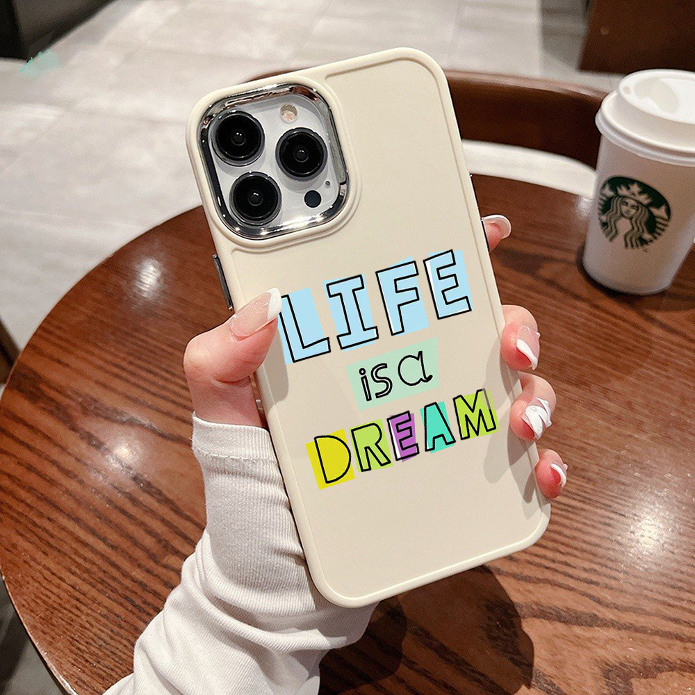 Ốp điện thoại TPU silicon camera bạc Life is dream cho iPhone 14 Pro max 13 Pro Max 12 Pro Max 11 xr xs sg1515