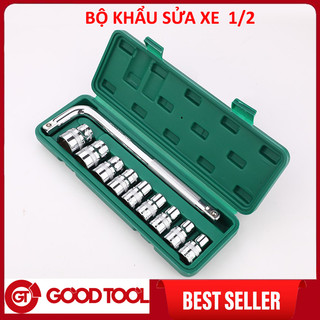 Bộ khẩu sửa xe 1/2 cần L 10 chi tiết sửa chữa ô tô xe máy, bộ dụng cụ