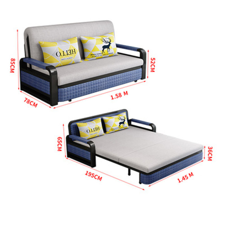 Sofa giường thông minh gấp gọn, giường sofa thông minh gấp gọn có ngăn chứa, khichs thước 150cm (tặng gối) | BigBuy360 - bigbuy360.vn
