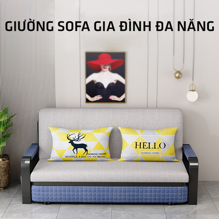 Sofa giường thông minh gấp gọn, giường sofa thông minh gấp gọn có ngăn chứa, khichs thước 150cm (tặng gối) | BigBuy360 - bigbuy360.vn