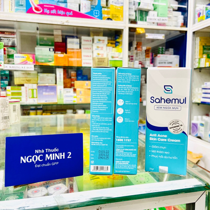 ✅  Tuýp Kem Ngừa Mụn Sahemul Dùng Cho Mụn Viêm,Mụn Bọc, mụn Mủ, Mụn Trứng Cá Và Thâm Mụn