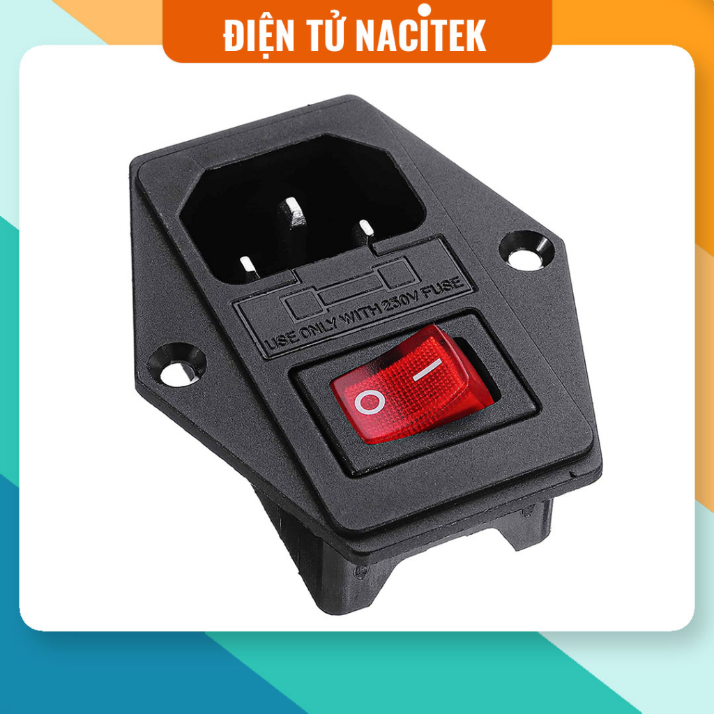 Ổ cắm dây nguồn AC-01A 250V-10A tích hợp công tắc