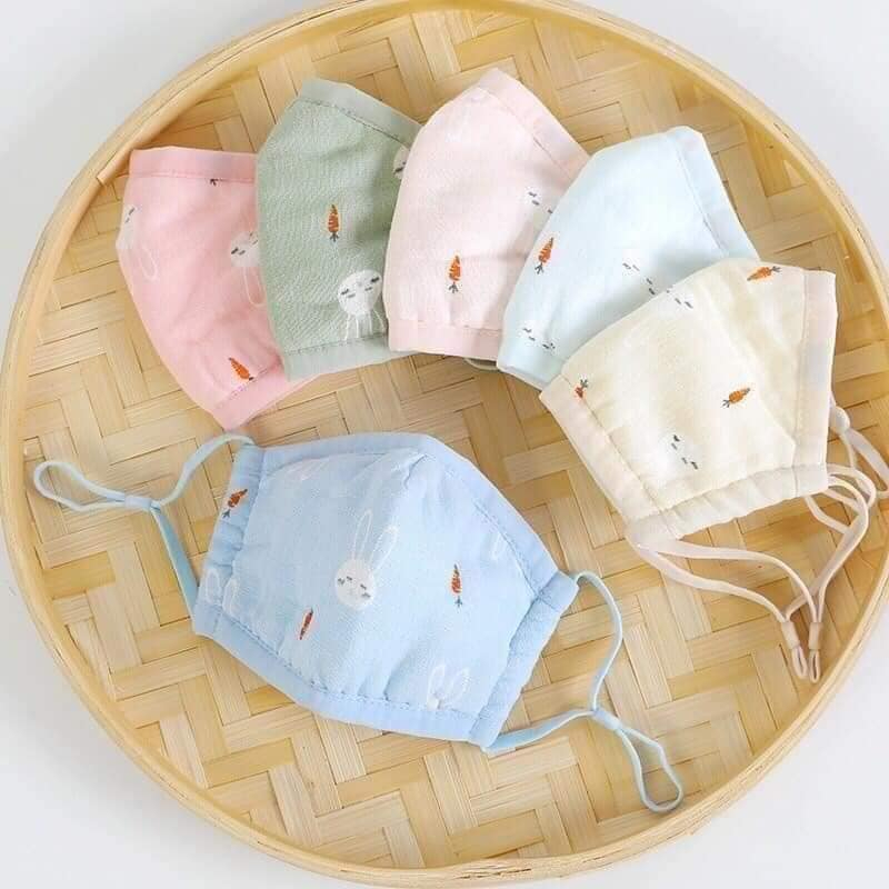 Khẩu trang vải xô kháng khuẩn có nút điều chỉnh, KT vải cho bé 0-3 tuổi chất cotton thông thoáng dùng hngay.
