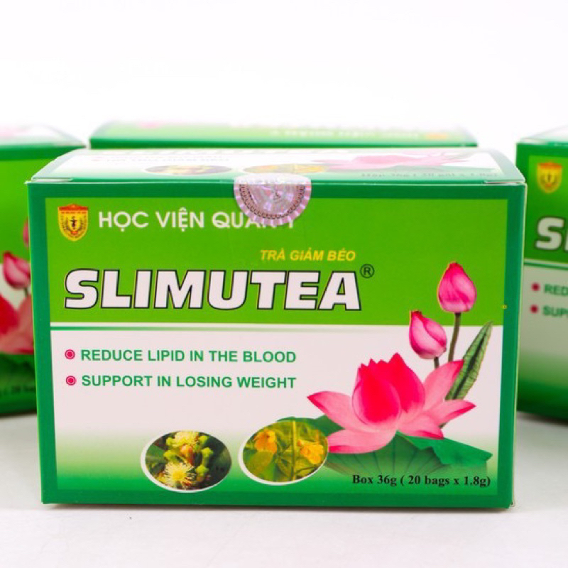 Trà giảm cân Slimutea hộp 20 gói từ Học viện quân y, hỗ trợ giảm béo, mỡ máu từ lá sen thảo dược