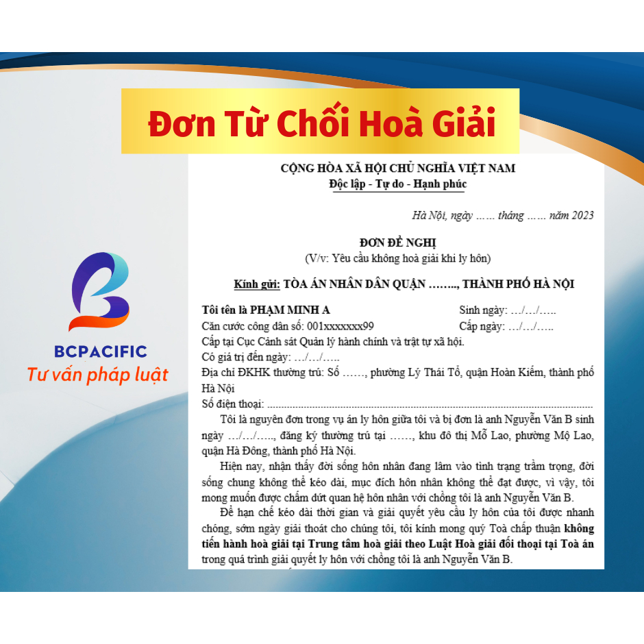 COMBO mẫu đơn ly hôn thuận tình mới nhất