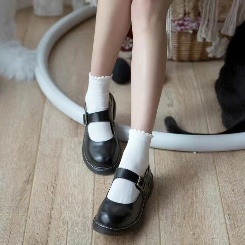 Tất trơn cổ nhỡ nhăn nhúm Heppy _TatxoanCAOCO