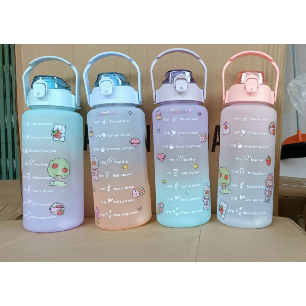 Bình nước chia vạch dung tích 2lit - Bình nước thể thao có nắp đậy chống chàn