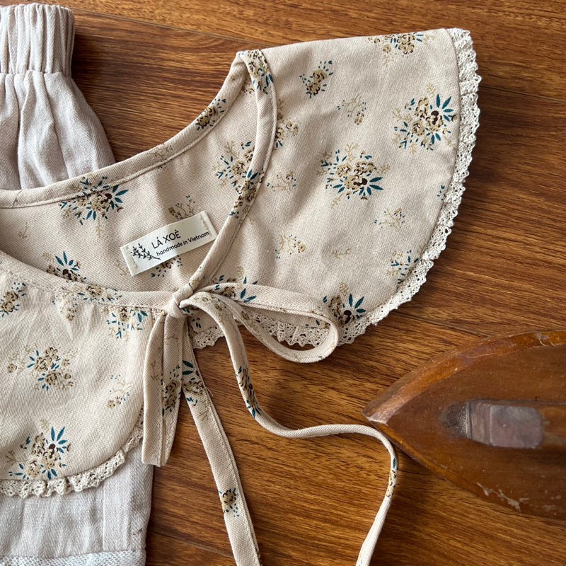 Cổ áo rời vải Linen phối ren xinh xắn | Lá Xoè