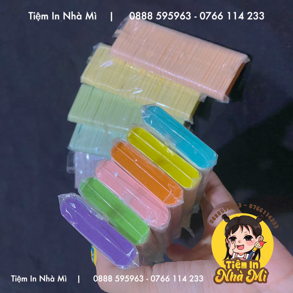100 dũa móng tay mini màu 2 mặt